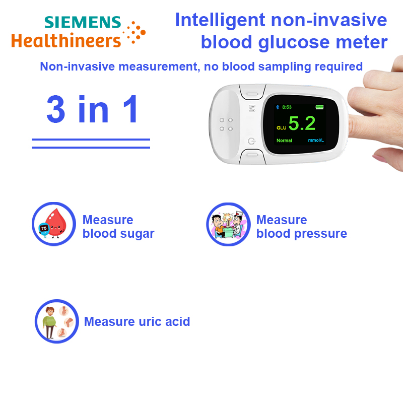 【3 en 1】Medidor de glucosa en sangre inteligente no invasivo 【medición no invasiva de azúcar en sangre + medición de presión arterial + medición de ácido úrico】